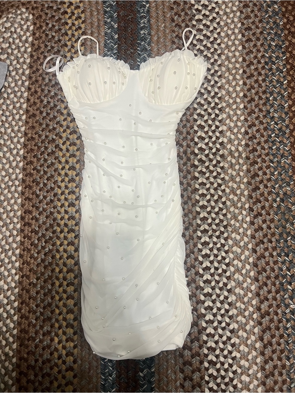 Windsor Ivory Pearl-Embellished Strapless Cocktail Dress